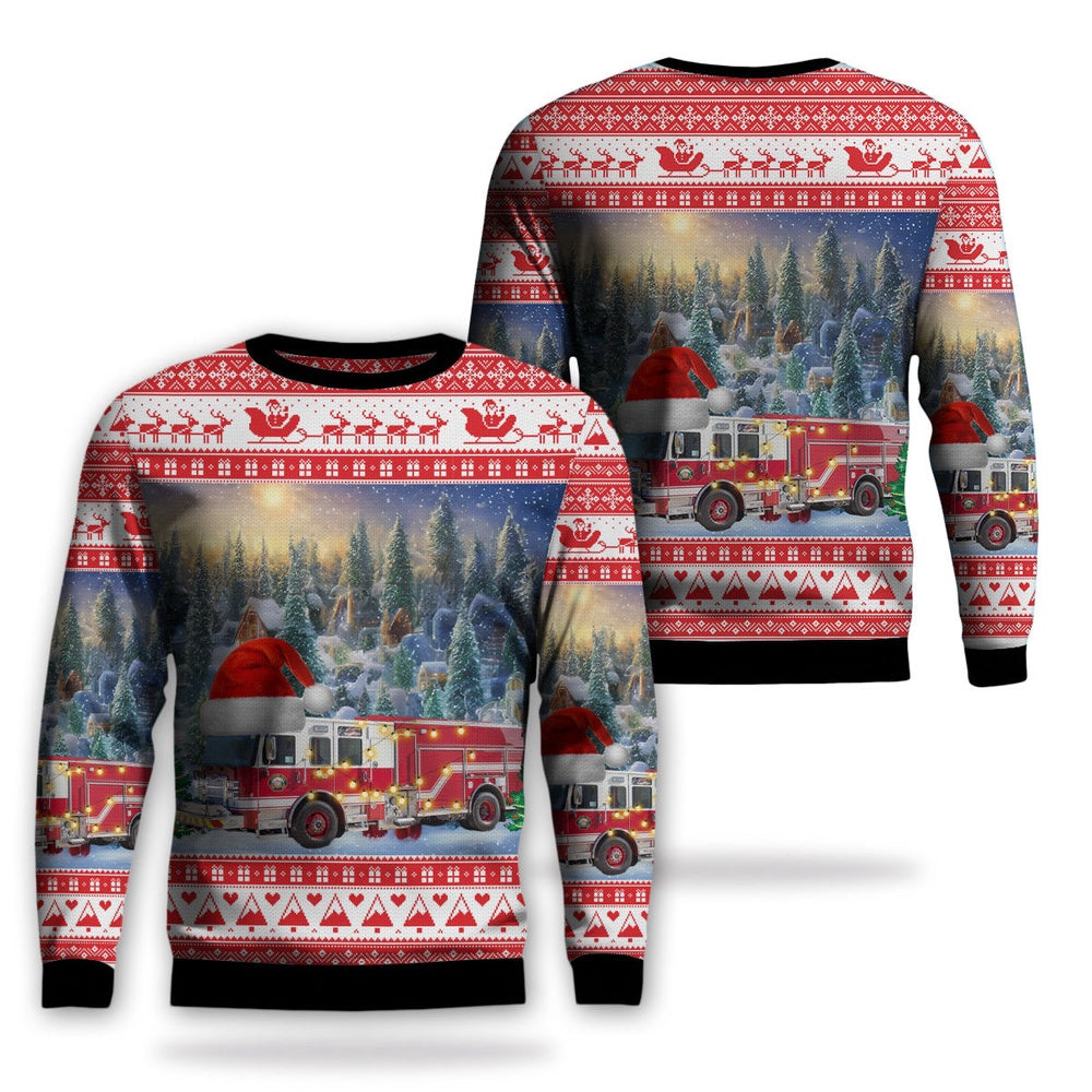 Jackson Hole, Wyoming, Jackson Hole FireEMS Christmas AOP Ugly Sweater, Christmas Ugly Sweater, Sweater Xmas, Ugly Sweater