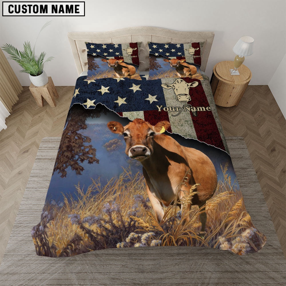 Jersey America Customized Name Bedding Set, Farm Bedding Set, Farmhouse Bedding Set