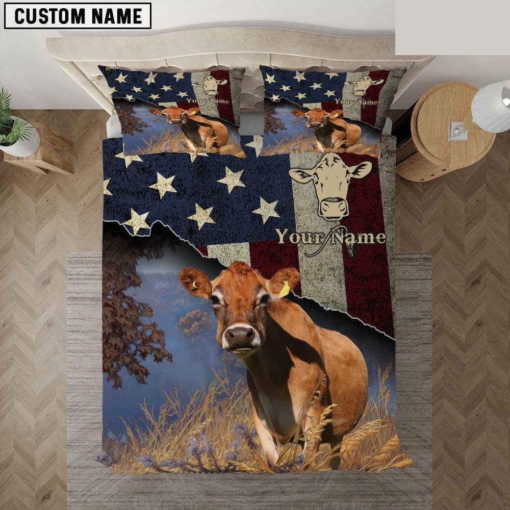 Jersey America Customized Name Bedding Set, Farm Bedding Set, Farmhouse Bedding Set
