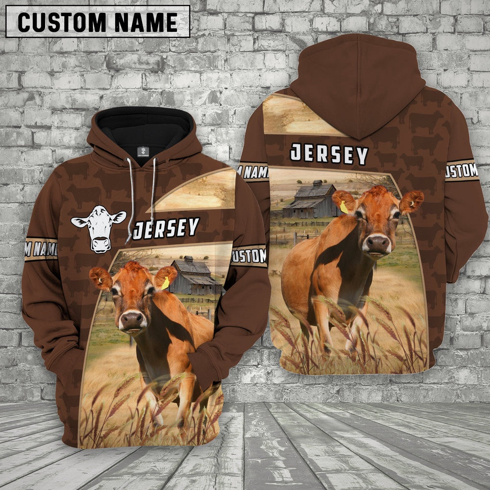 Jersey Brown Farm Personalized 3D Hoodie, Farmer Hoodie, Custom Farm Shirts, Farmer T Shirt