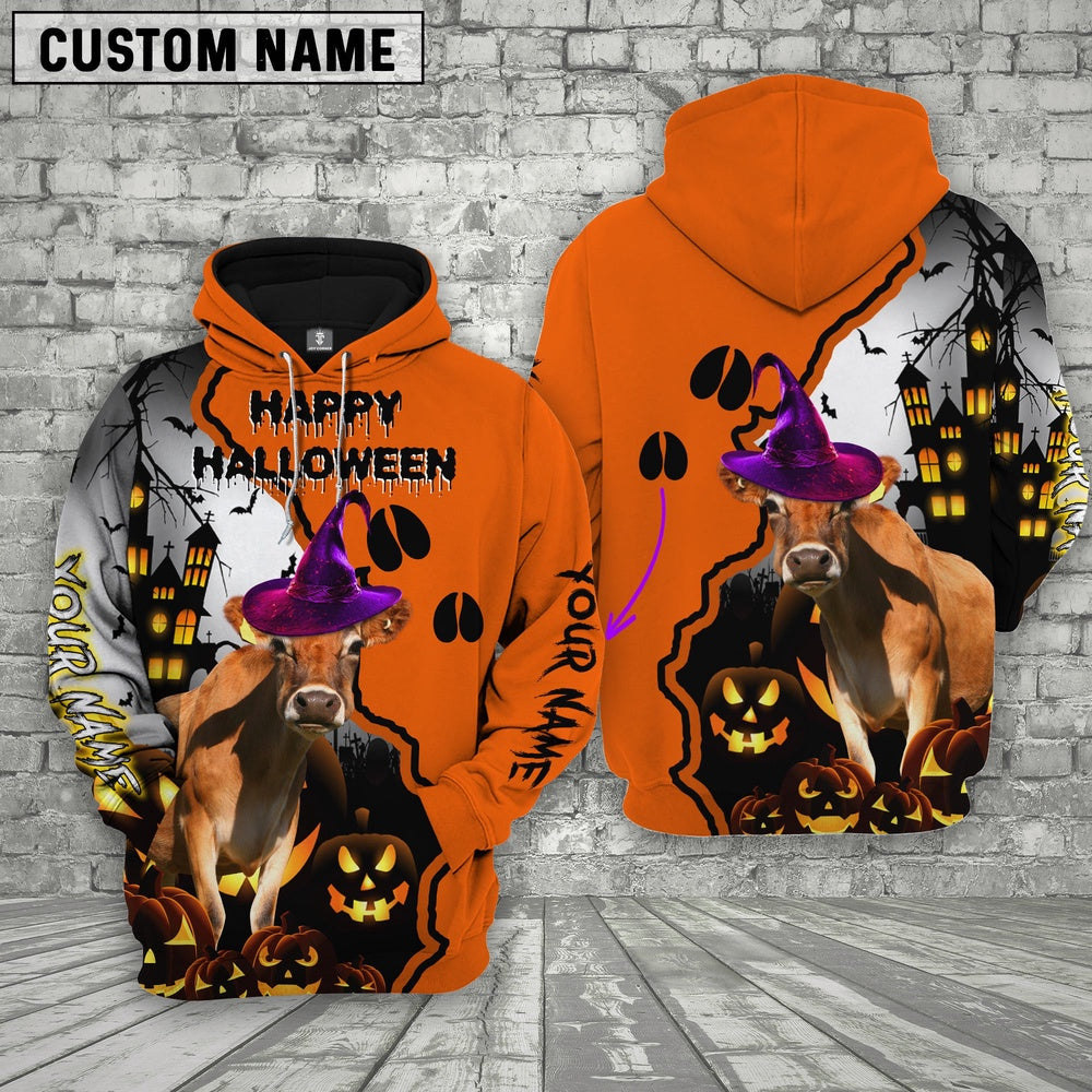 Jersey Castle Footprint Halloween Pattern 3D Hoodie, Farmer Hoodie, Custom Farm Shirts, Farmer T Shirt