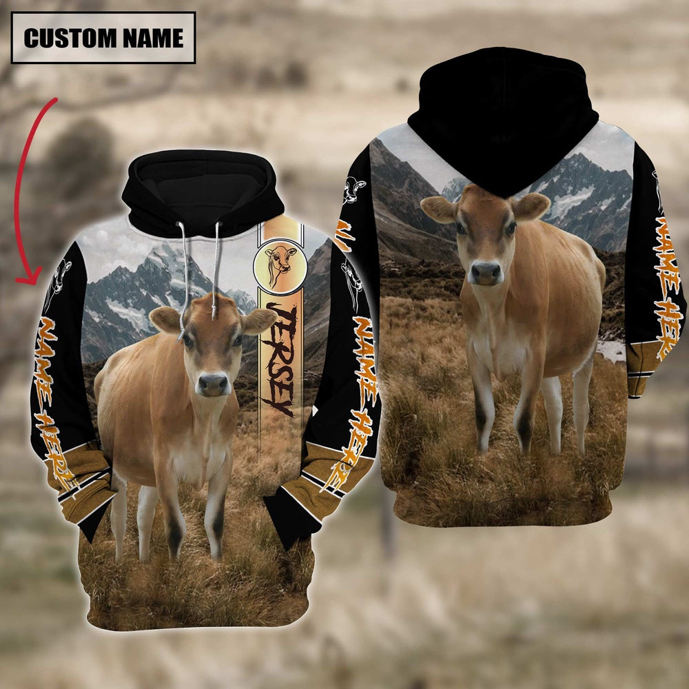 Jersey Cattle 3D Customized Hoodie, Farmer Hoodie, Custom Farm Shirts, Farmer T Shirt