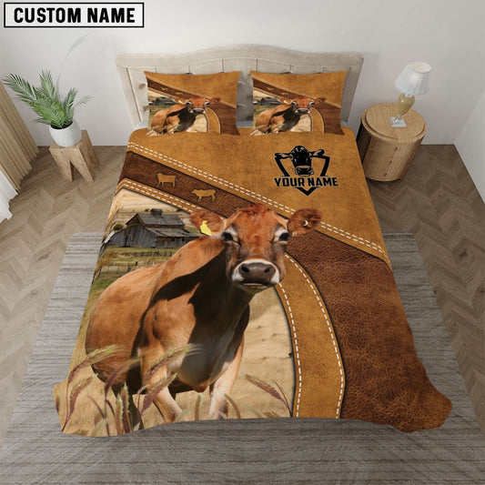 Jersey Cattle Customized Bedding Set, Farm Bedding Set, Farmhouse Bedding Set