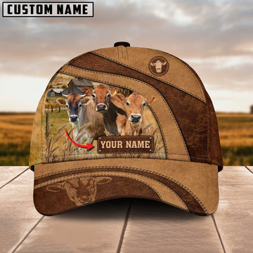 Jersey Cattle Customized Name Brown Cap, Farmer Cap, Cap For Farmers, Best Farm Hat, Farm Use Hat