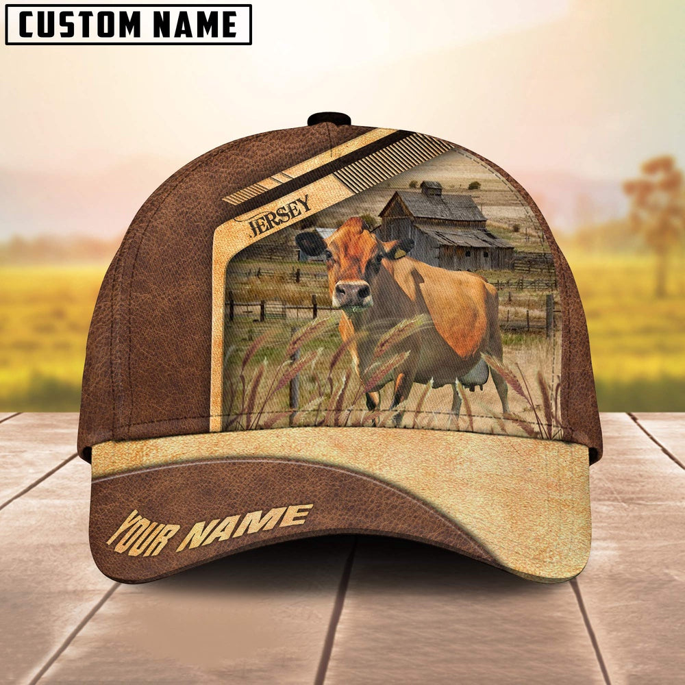 Jersey Cattle Customized Name Brown Farm Cap, Farmer Cap, Cap For Farmers, Best Farm Hat, Farm Use Hat