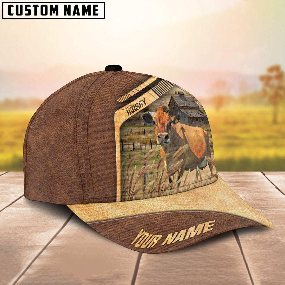 Jersey Cattle Customized Name Brown Farm Cap, Farmer Cap, Cap For Farmers, Best Farm Hat, Farm Use Hat
