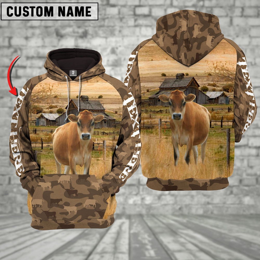 Jersey Cattle Farming Personalized 3D Hoodie, Farmer Hoodie, Custom Farm Shirts, Farmer T Shirt