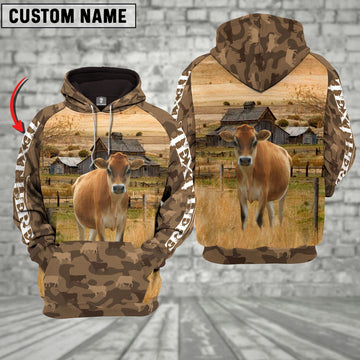 Jersey Cattle Farming Personalized 3D Hoodie, Farmer Hoodie, Custom Farm Shirts, Farmer T Shirt