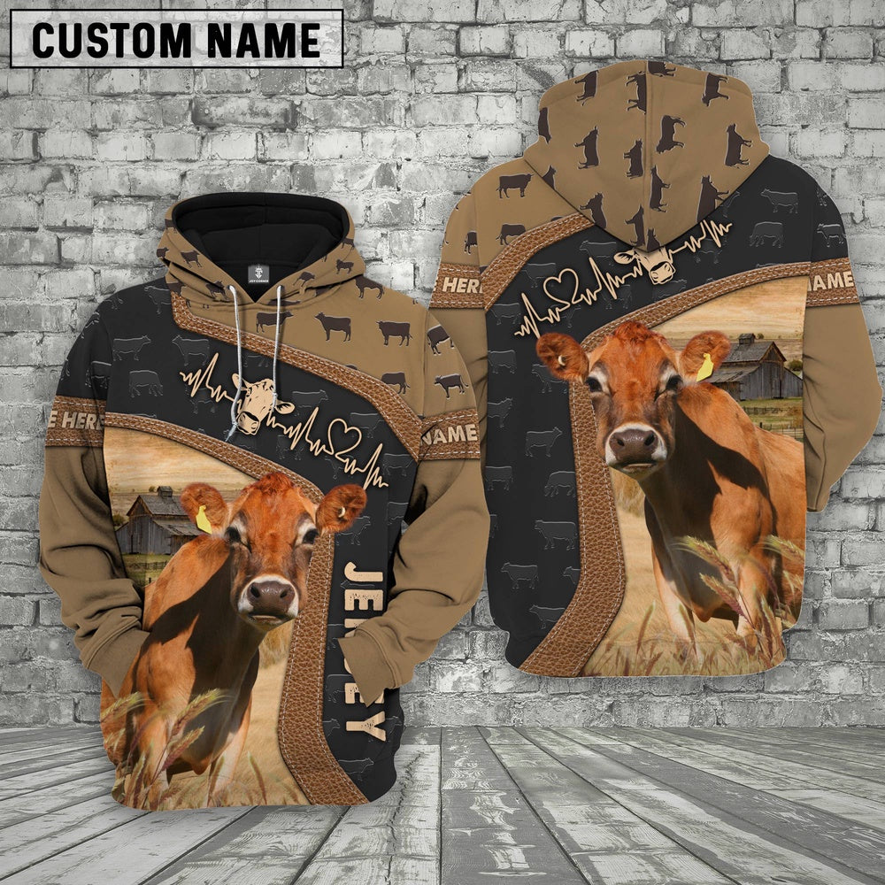 Jersey Custom Name Heart Beat Hoodie, Farmer Hoodie, Custom Farm Shirts, Farmer T Shirt
