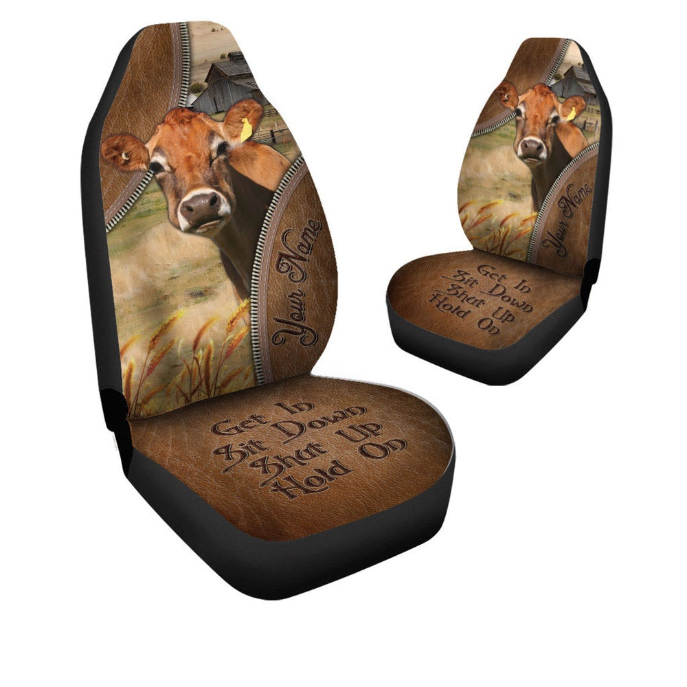 Jersey Customized Name Leather Pattern Car Seat Cover, Car Seat Cover, Farm Car Seat Cover, Pet Seat Covers