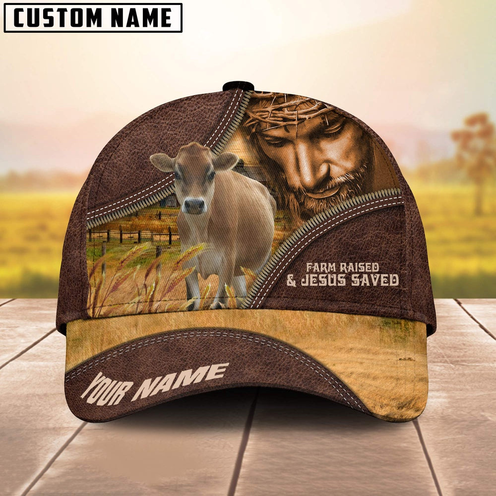 Jersey Farm & Jesus Customized Name Cap, Farmer Cap, Cap For Farmers, Best Farm Hat, Farm Use Hat