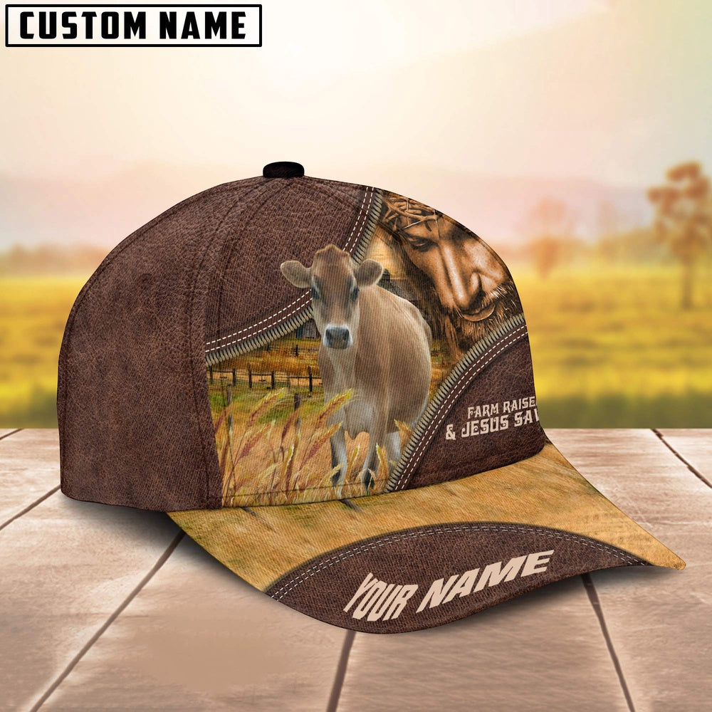 Jersey Farm & Jesus Customized Name Cap, Farmer Cap, Cap For Farmers, Best Farm Hat, Farm Use Hat
