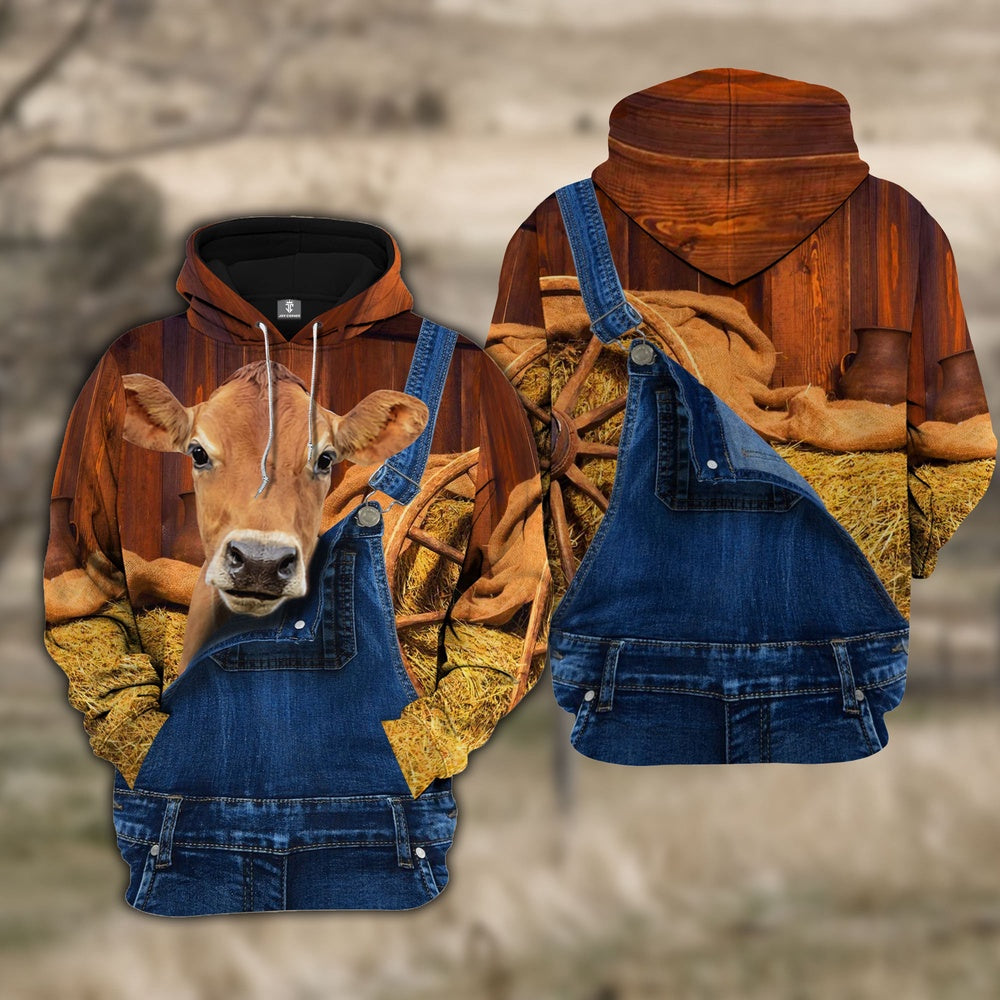 Jersey Farm Of Farmer Cattle Personalized All Over Printed Hoodie, Farmer Hoodie, Custom Farm Shirts, Farmer T Shirt