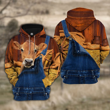 Jersey Farm Of Farmer Cattle Personalized All Over Printed Hoodie, Farmer Hoodie, Custom Farm Shirts, Farmer T Shirt