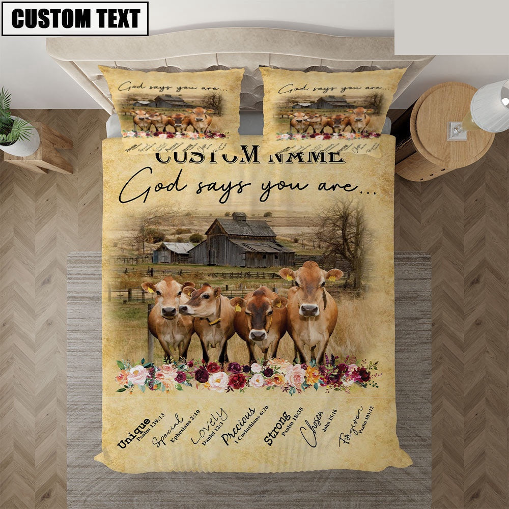 Jersey God Says You Are Custom Name Bedding Set, Farm Bedding Set, Farmhouse Bedding Set