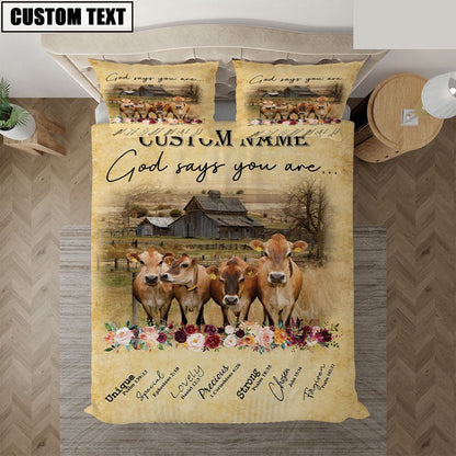 Jersey God Says You Are Custom Name Bedding Set, Farm Bedding Set, Farmhouse Bedding Set