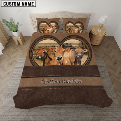 Jersey In Heart Custom Name Bedding Set, Farm Bedding Set, Farmhouse Bedding Set