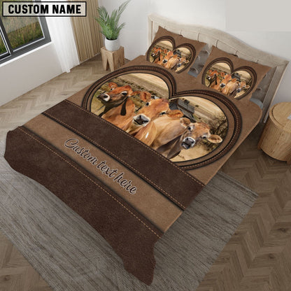 Jersey In Heart Custom Name Bedding Set, Farm Bedding Set, Farmhouse Bedding Set
