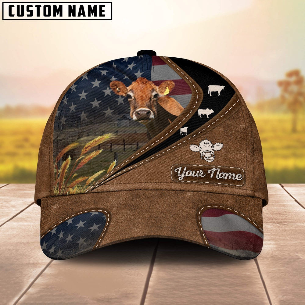 Jersey Leather Pattern American Customized Name Cap, Farmer Cap, Cap For Farmers, Best Farm Hat, Farm Use Hat