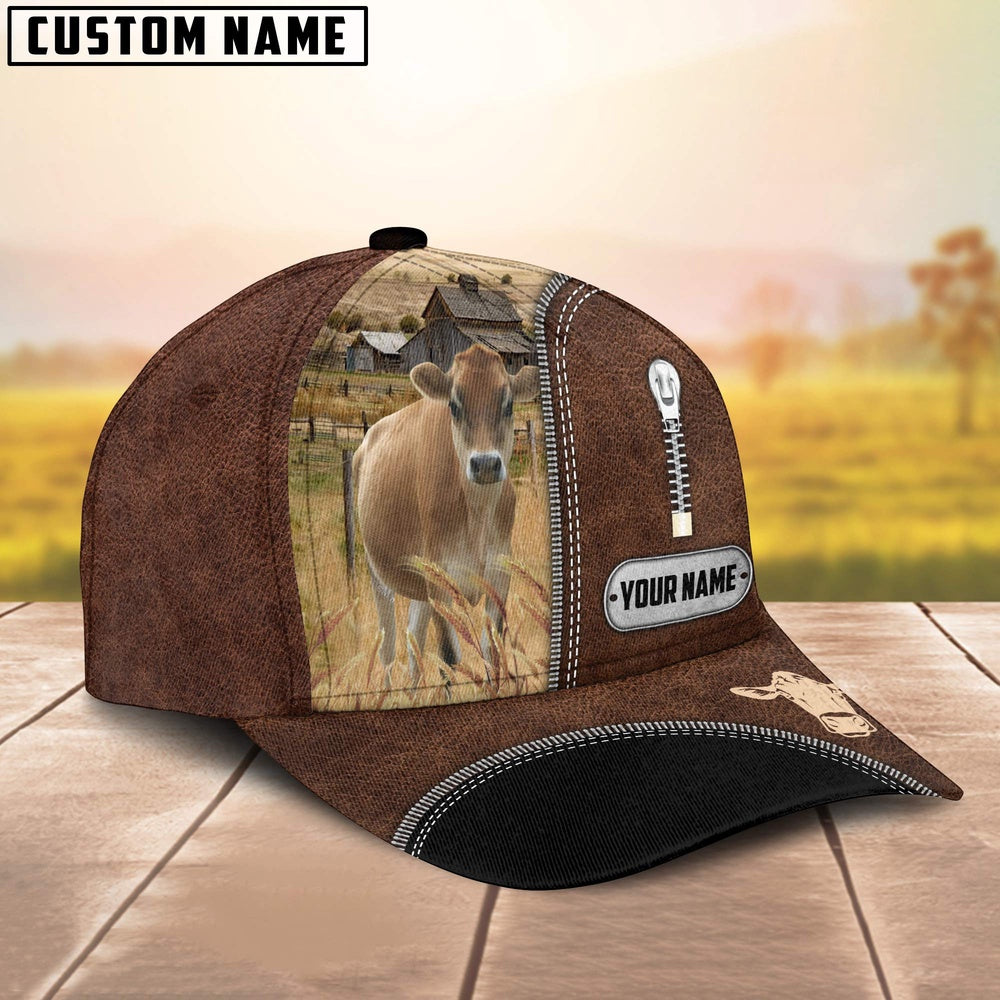 Jersey Leather Zip Pattern Customized Name Cap, Farmer Cap, Cap For Farmers, Best Farm Hat, Farm Use Hat