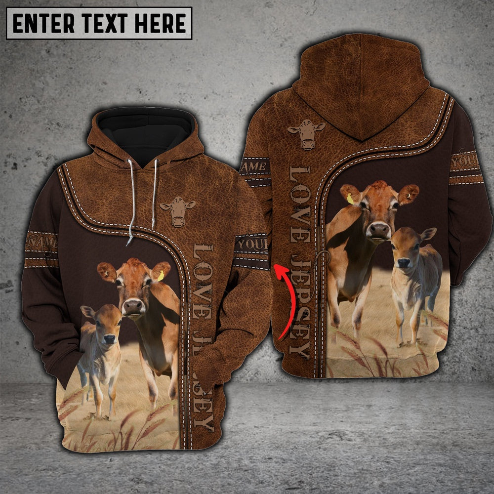 Jersey Love Baby Cattle Personalized All Over Printed Hoodie, Farmer Hoodie, Custom Farm Shirts, Farmer T Shirt