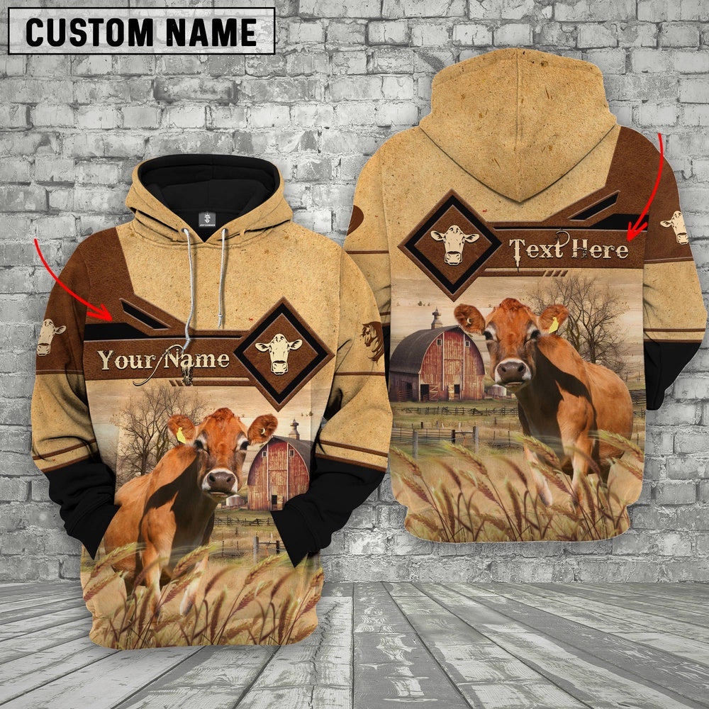 Jersey On Farms Custom Name Printed 3D Hoodie, Farmer Hoodie, Custom Farm Shirts, Farmer T Shirt