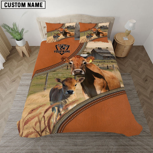 Jersey On The Farm Customized Name 3D Bedding Set, Farm Bedding Set, Farmhouse Bedding Set