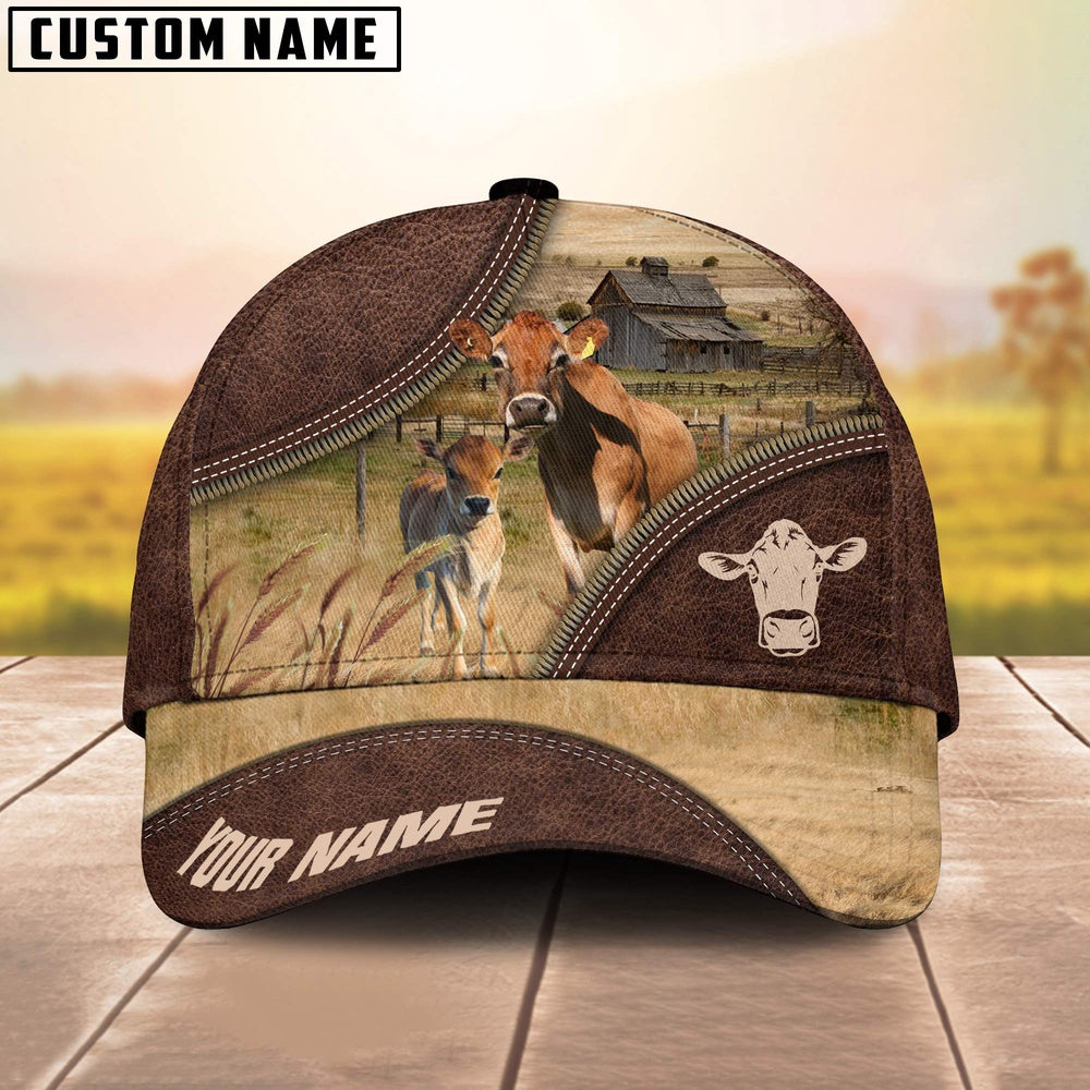 Jersey On The Farm Customized Name 3D Brown Cap, Farmer Cap, Cap For Farmers, Best Farm Hat, Farm Use Hat