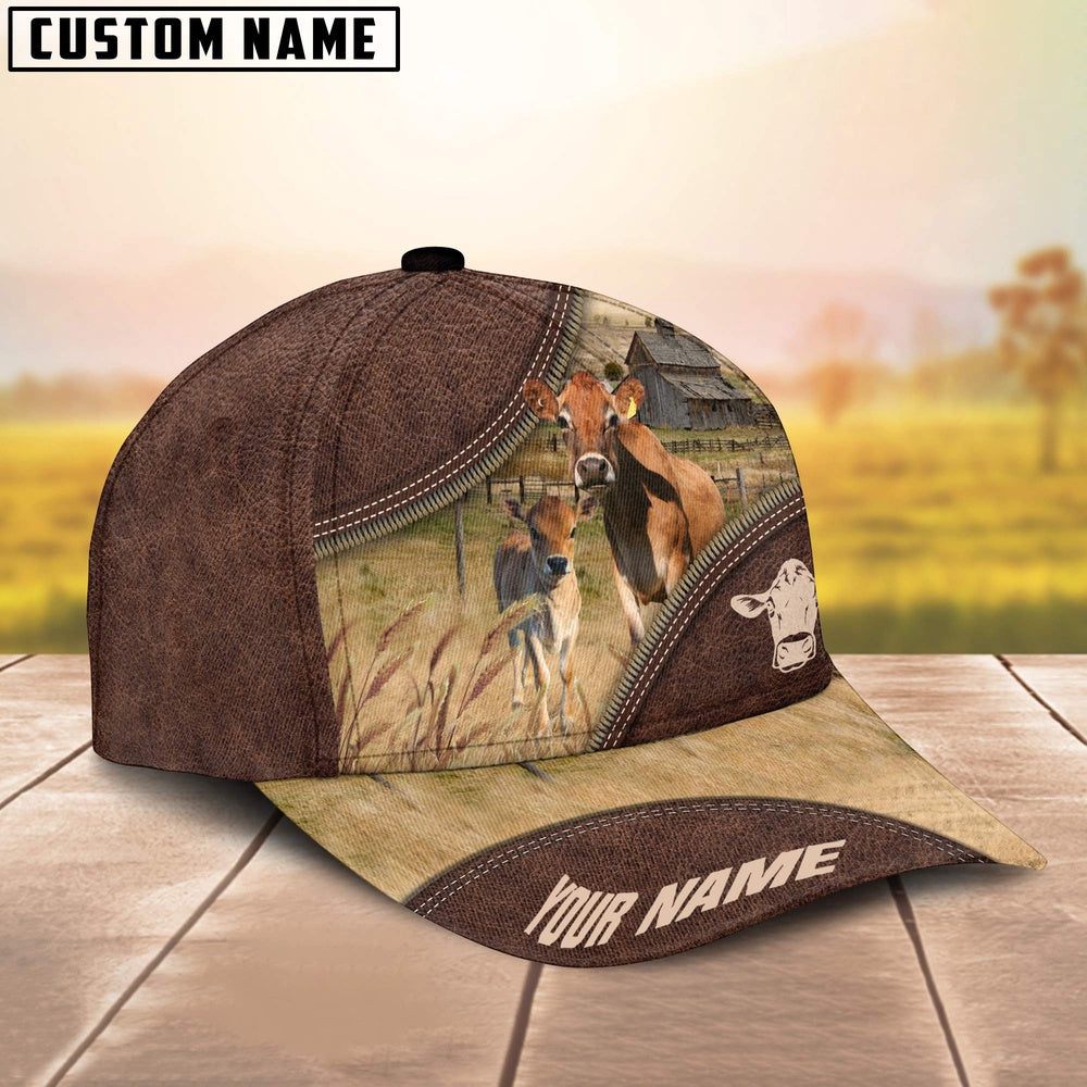 Jersey On The Farm Customized Name 3D Brown Cap, Farmer Cap, Cap For Farmers, Best Farm Hat, Farm Use Hat