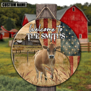 Jersey On The Farm Round Wooden Sign, Farm Wood Sign, Farm House Wood Signs