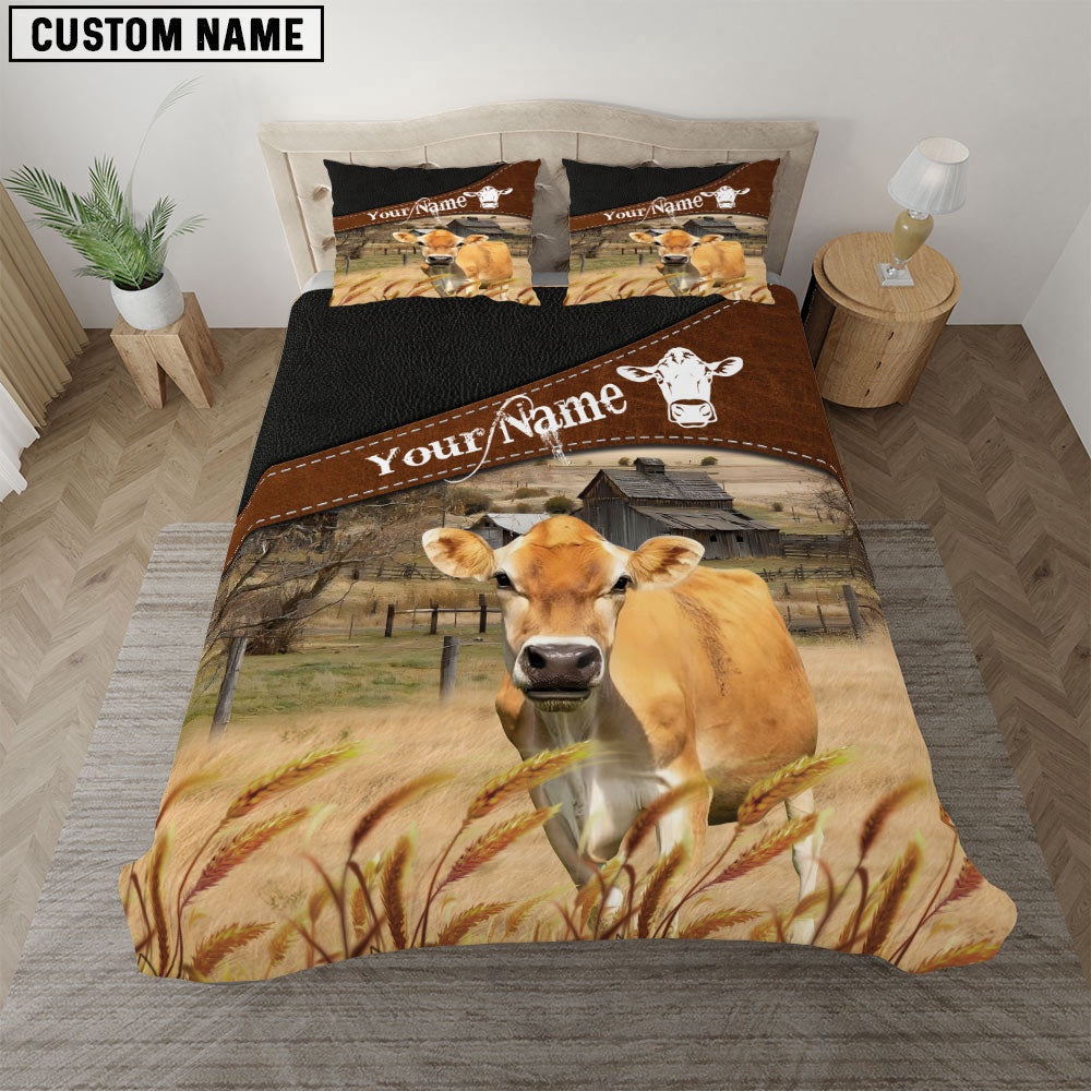 Jersey On The Field Customized Name Bedding Set, Farm Bedding Set, Farmhouse Bedding Set