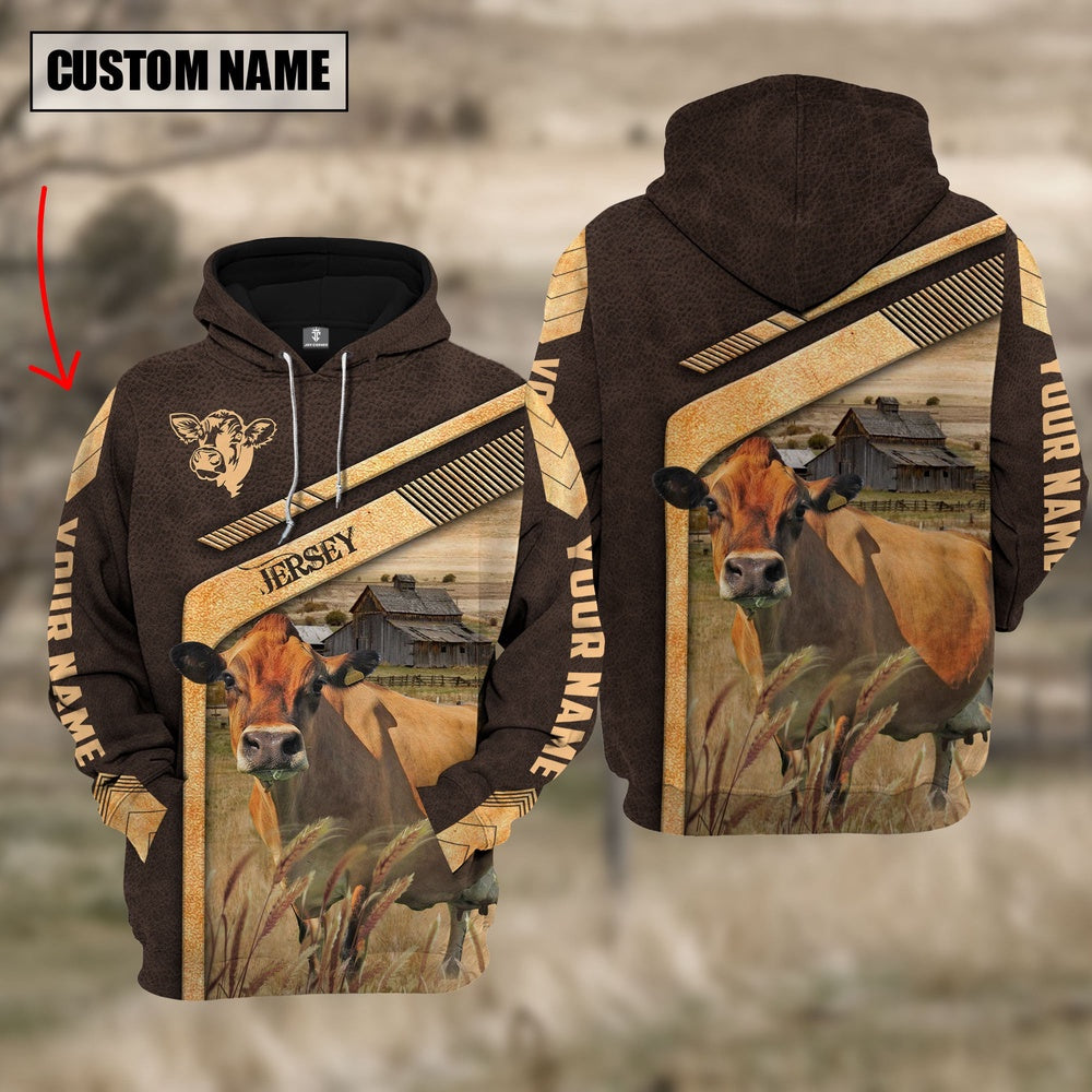 Jersey On The Meadow Custom Name Hoodie, Farmer Hoodie, Custom Farm Shirts, Farmer T Shirt