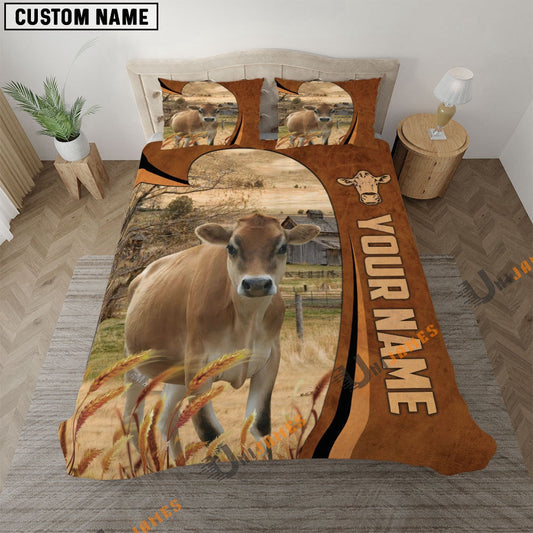 Jersey Premium Brown Pattern Bedding Set, Farm Bedding Set, Farmhouse Bedding Set