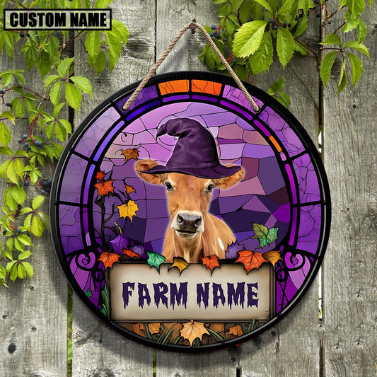 Jersey Stained Glass Effect Happy Halloween Wooden Sign, Farm Wood Sign, Farm House Wood Signs