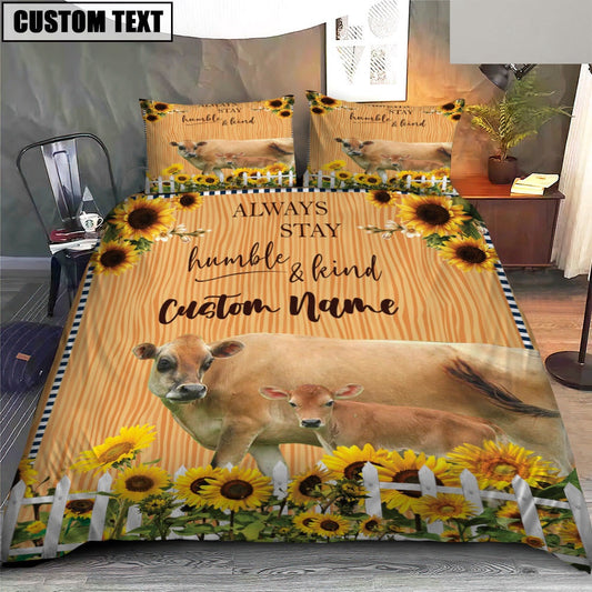 Jersey Stay Humble And Kind Custom Name Bedding Set, Farm Bedding Set, Farmhouse Bedding Set