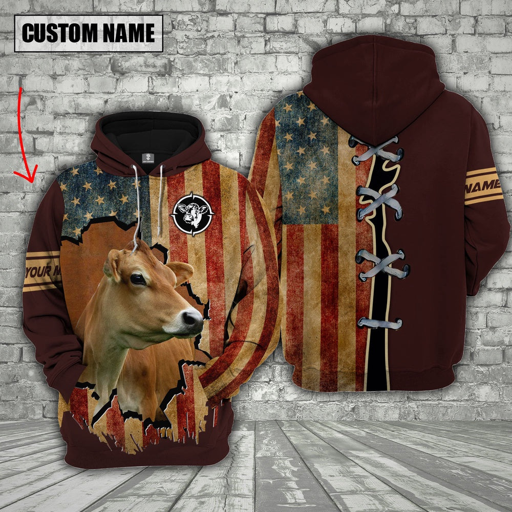 Jersey US Flag Retro Personalized 3D Hoodie, Farmer Hoodie, Custom Farm Shirts, Farmer T Shirt