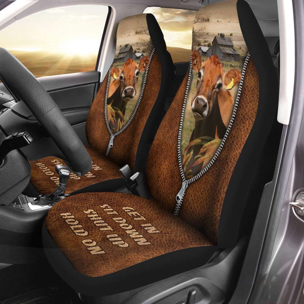 Jersey Zipper Leather Pattern Car Seat Cover, Car Seat Cover, Farm Car Seat Cover, Pet Seat Covers