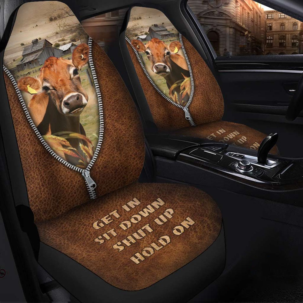 Jersey Zipper Leather Pattern Car Seat Cover, Car Seat Cover, Farm Car Seat Cover, Pet Seat Covers