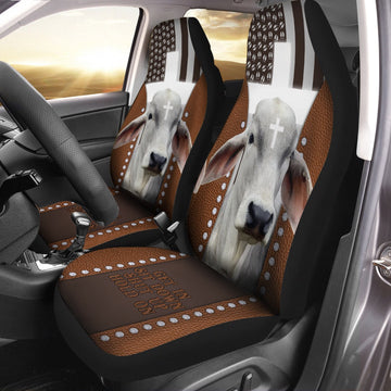 Jesus Brahman Cattle Pattern Car Seat Cover, Car Seat Cover, Farm Car Seat Cover, Pet Seat Covers