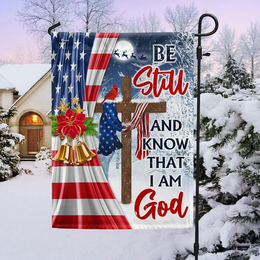 Jesus Christ Cross Christmas Flag Be Still &amp Know That I Am God Flag, Christmas Outdoor Decor Decoration