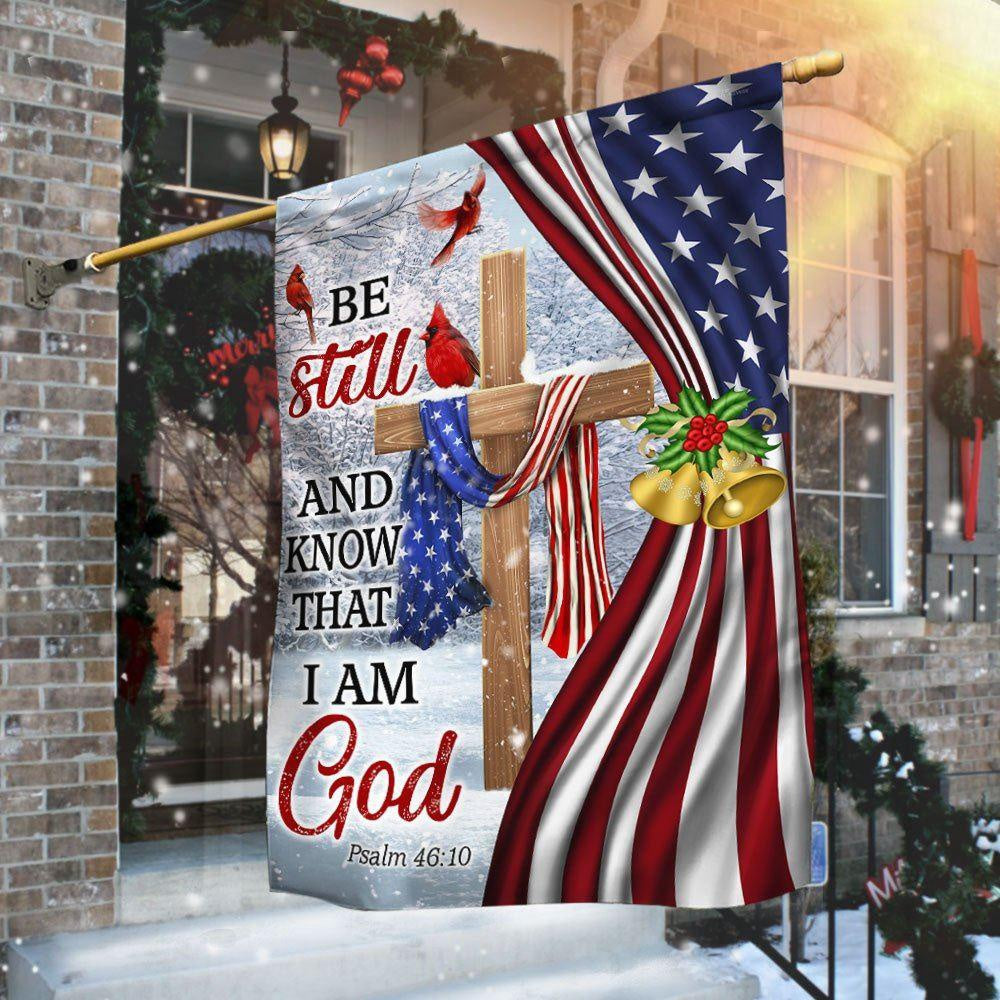 Jesus Christ Cross Flag Be Still And Know That I Am God Christmas Flag, Christmas Outdoor Decor Decoration