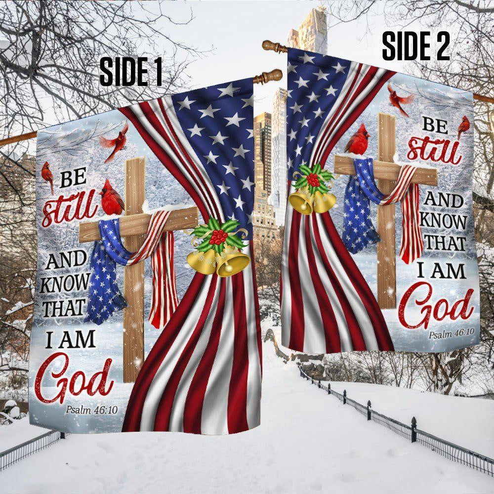 Jesus Christ Cross Flag Be Still And Know That I Am God Christmas Flag, Christmas Outdoor Decor Decoration
