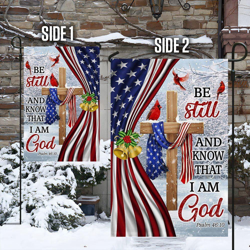Jesus Christ Cross Flag Be Still And Know That I Am God Christmas Flag, Christmas Outdoor Decor Decoration
