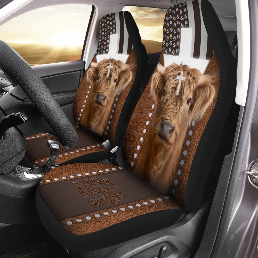Jesus Highland Cattle Pattern Car Seat Cover, Car Seat Cover, Farm Car Seat Cover, Pet Seat Covers