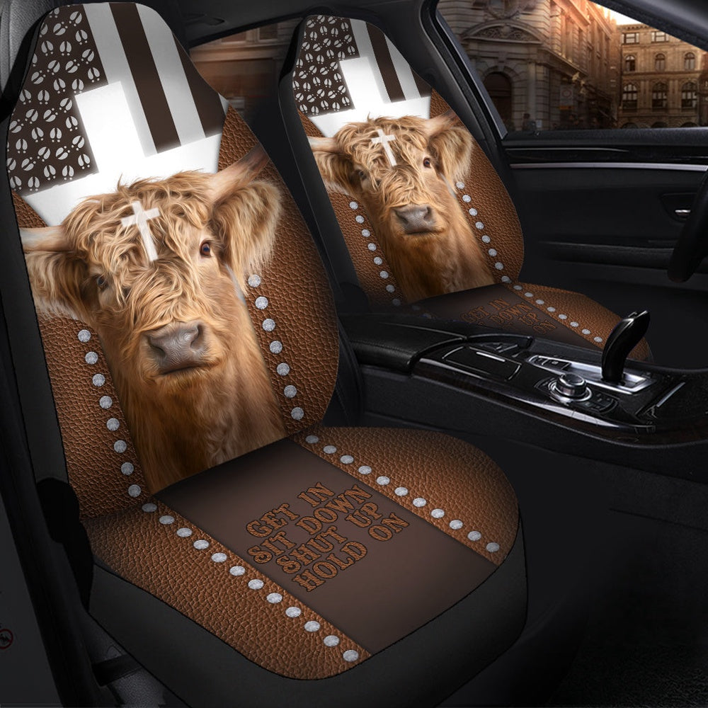 Jesus Highland Cattle Pattern Car Seat Cover, Car Seat Cover, Farm Car Seat Cover, Pet Seat Covers