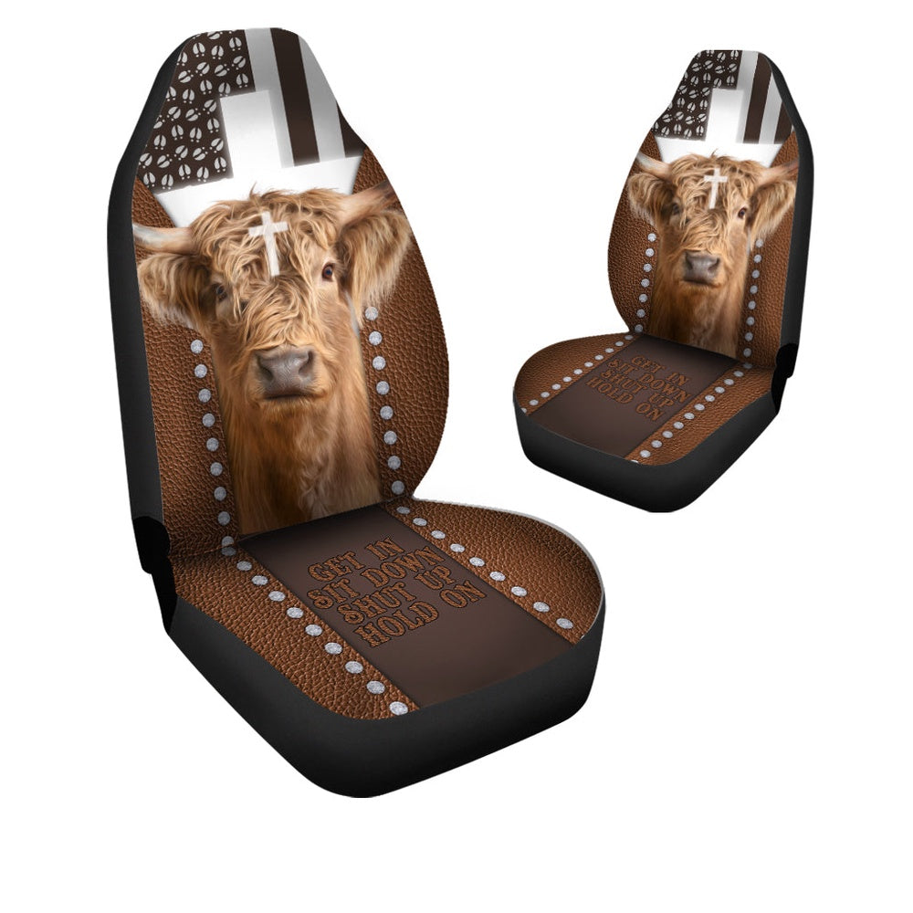 Jesus Highland Cattle Pattern Car Seat Cover, Car Seat Cover, Farm Car Seat Cover, Pet Seat Covers