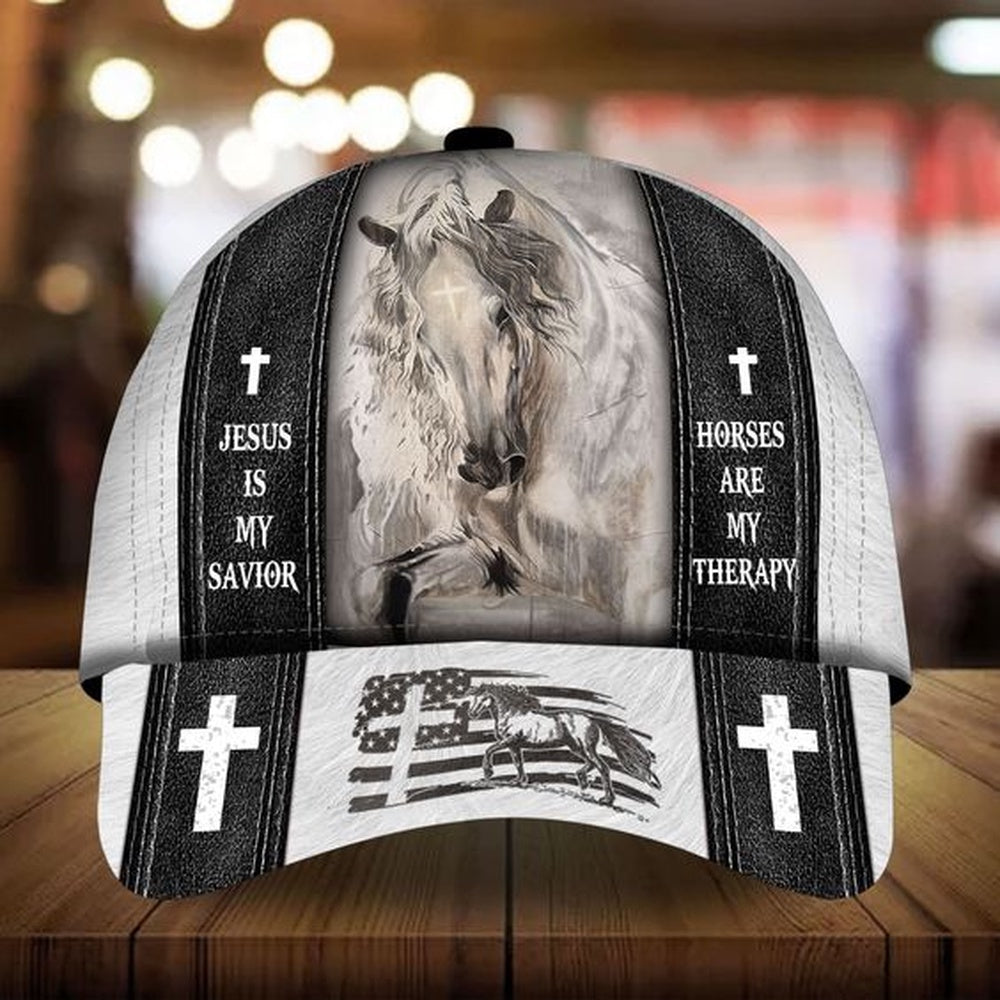 Jesus Is My Savior Horses Are My Therapy Flag Cap, Farmer Cap, Vintage Farmer Hat, Mens Farmer Hats, Cap For Farmers
