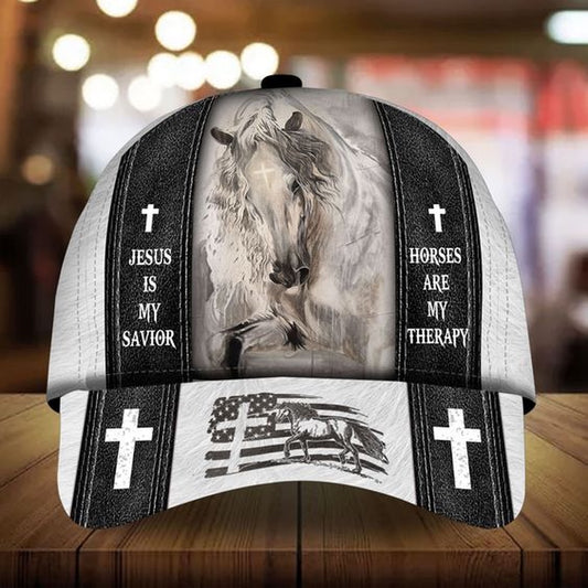 Jesus Is My Savior Horses Are My Therapy Flag Cap, Farmer Cap, Vintage Farmer Hat, Mens Farmer Hats, Cap For Farmers
