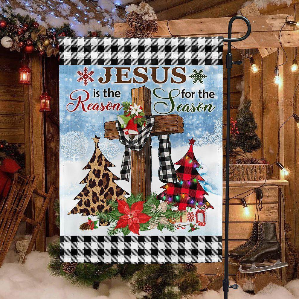 Jesus Is The Reason For The Season Religious Cross Christmas Flag, Christmas Outdoor Decor Decoration