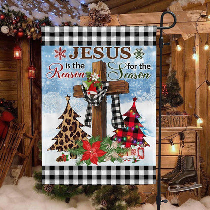 Jesus Is The Reason For The Season Religious Cross Christmas Flag, Christmas Outdoor Decor Decoration